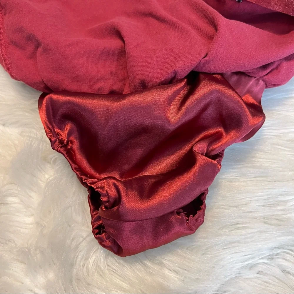 Gymboree Velvet Skirt w/ attached diaper cover floral embroidery 18-24 M Red